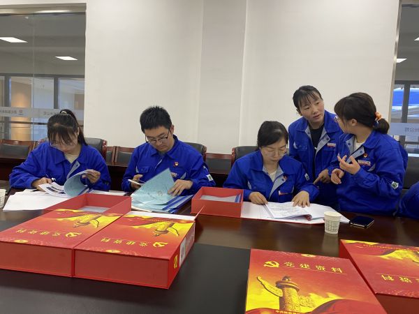 4月18日，制氣車間黨支部與質(zhì)量監(jiān)督檢驗部黨支部在彬州公司會議室開展對標交流活動。查閱制氣車間黨支部黨建臺賬畫面。.jpg